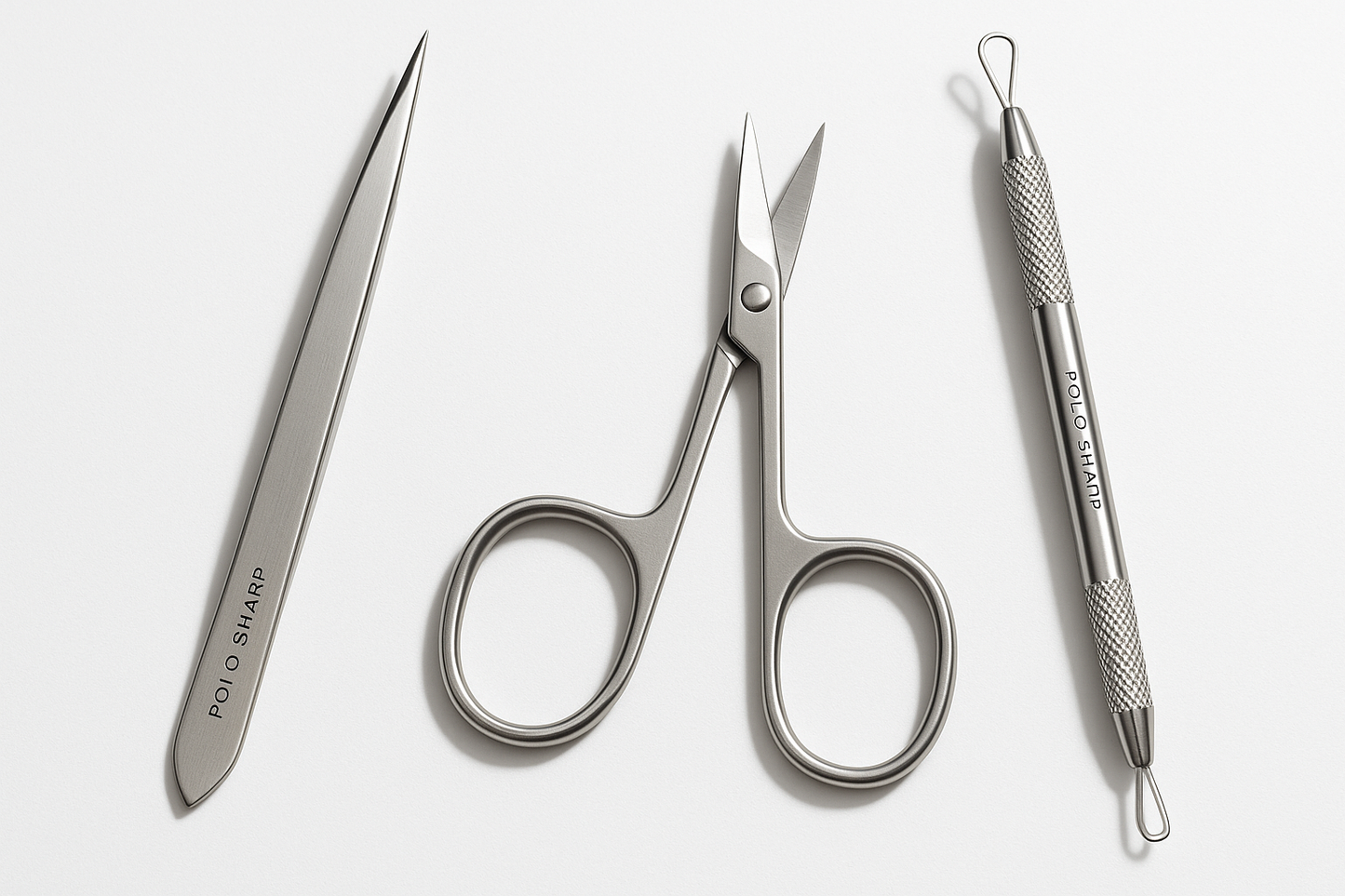 3-Piece Facial Care Kit (Tweezer, Scissors, Blackhead Remover) Brand name is POLO SHARP