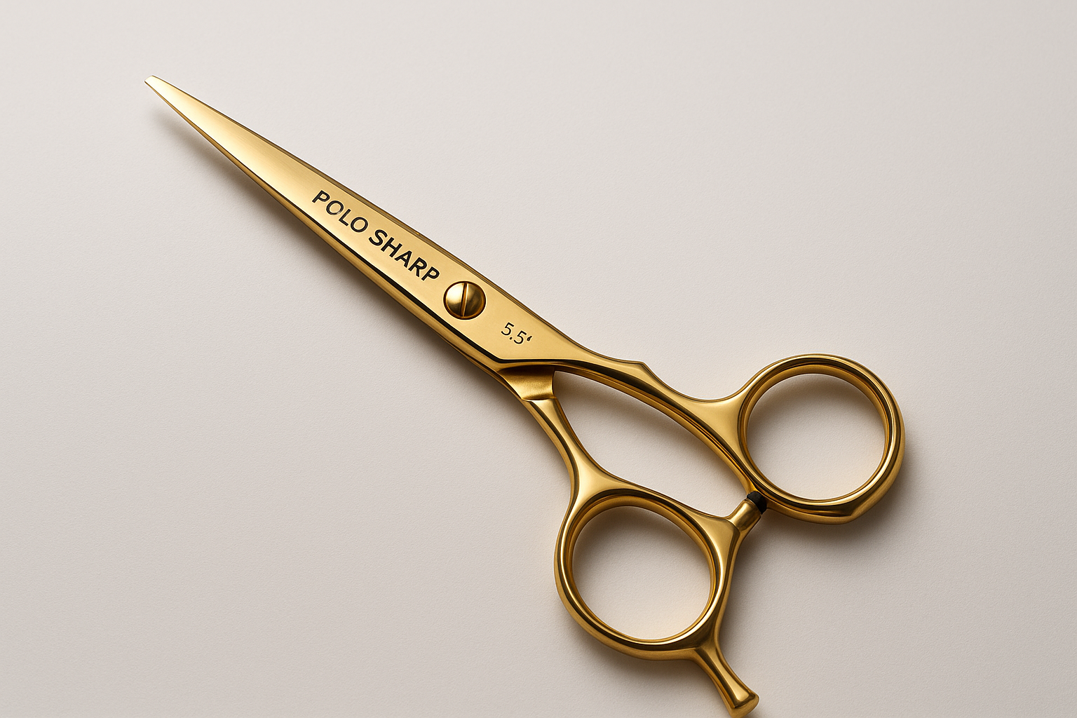 Gold Titanium Hair Cutting Scissors 5.5"
Luxury titanium-coated scissors for professional hairstyling and salon use.
- Titanium-coated stainless steel
- Lightweight and durable
- Smooth cutting action
- Elegant gold finish BRAND NAME POLO SHARP